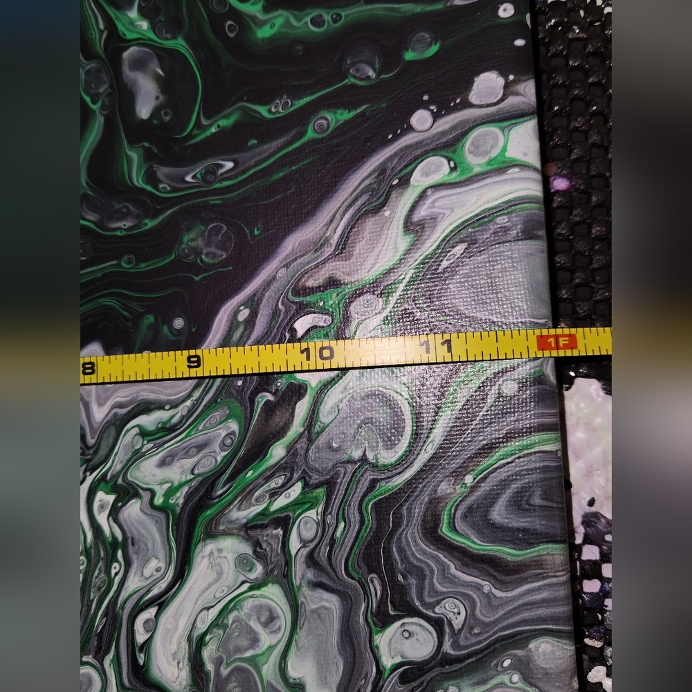 'After Hours' Handcrafted Embellished Paint Pour - Picture 6 of 11